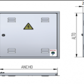 Gráfico de puerta metálica para hornacinas, CGP y módulo de protección y medidas.
